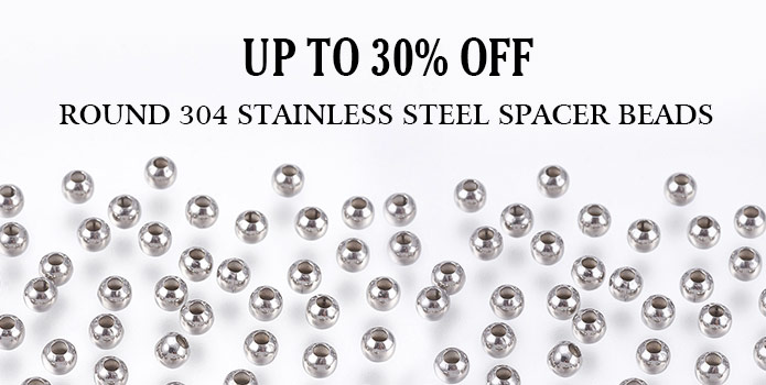 30% OFF  Round 304 Stainless Steel Spacer Beads